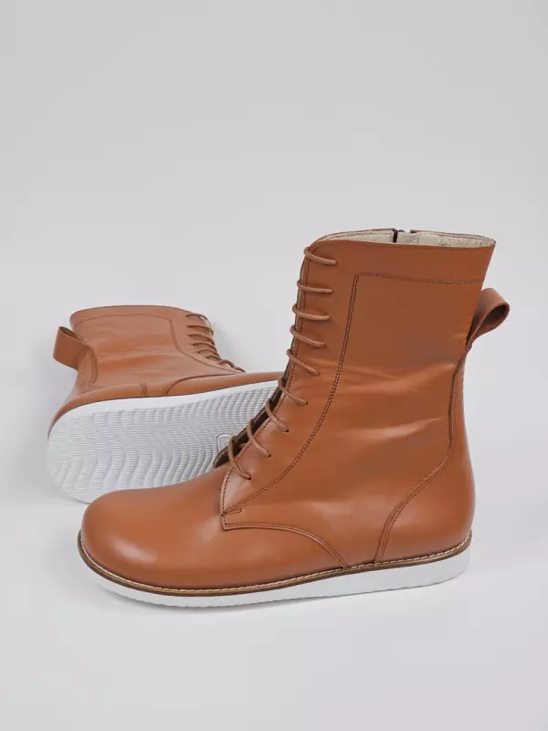 Barefoot Biker Boots Light Brown Leather with Eva Sole