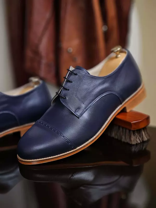 California Dark Blue Leather 2 cm heel