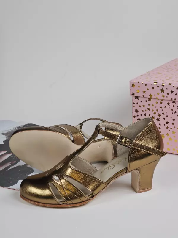 Rosy Dark Gold Leather 6 cm heel