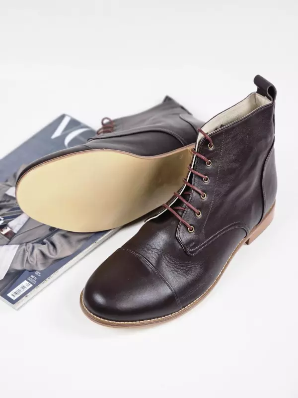 Derby Boots Dark Chocolate Leather 2 cm heel