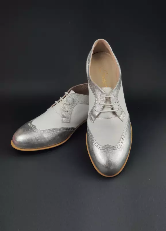 Silver & White Leather 2 cm heel