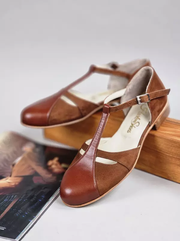 Brown Suede & Leather 2 cm heel