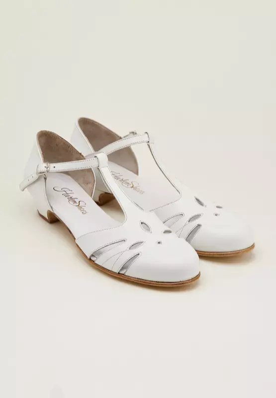 Rosy White Leather 3 cm heel