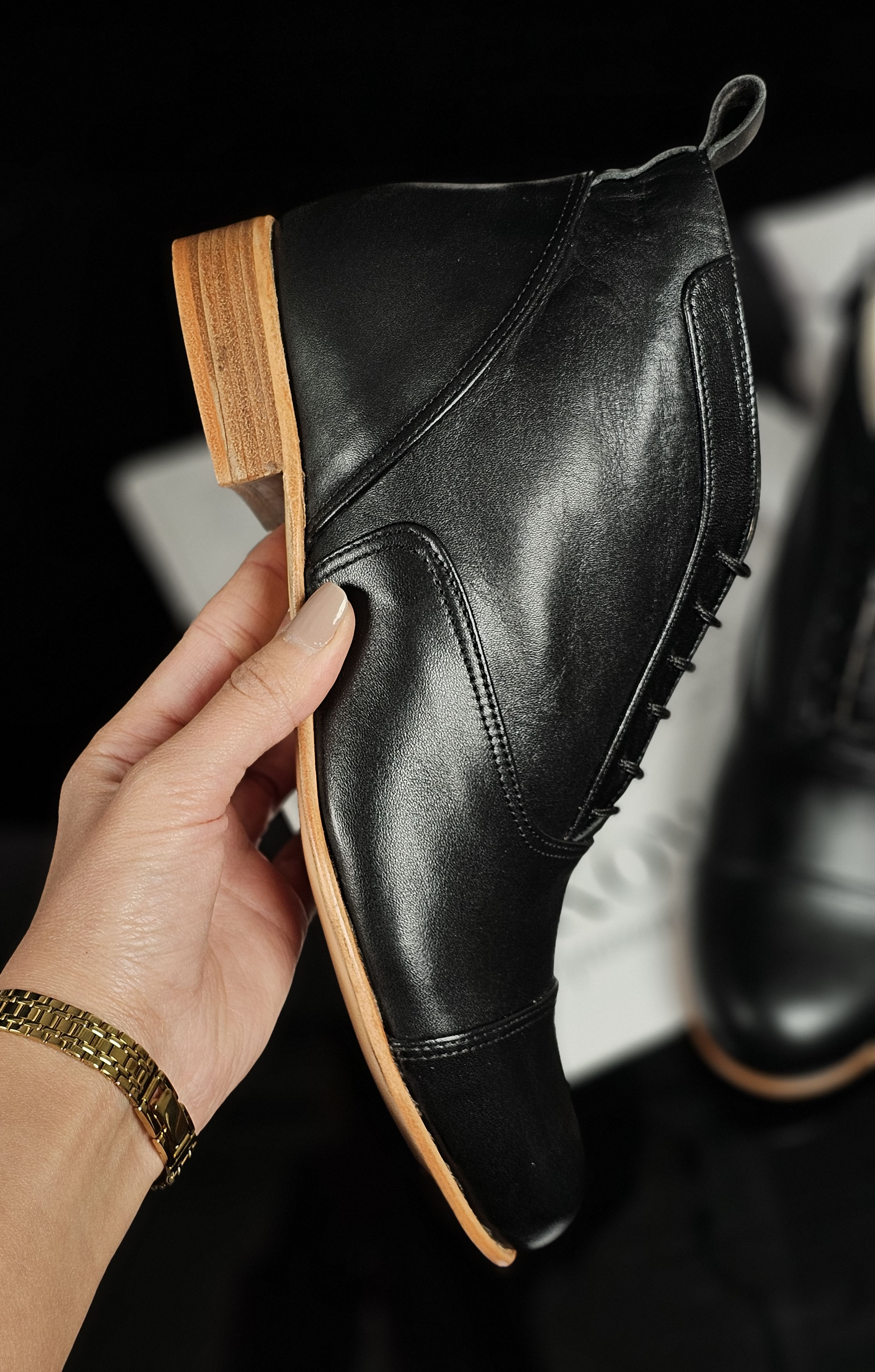 Smooth Boots Black Leather 2 cm heel