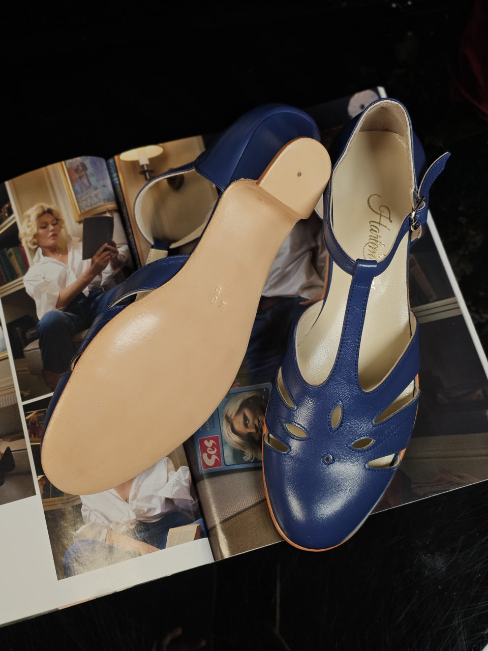 Rosy Blue Leather 3 cm heel
