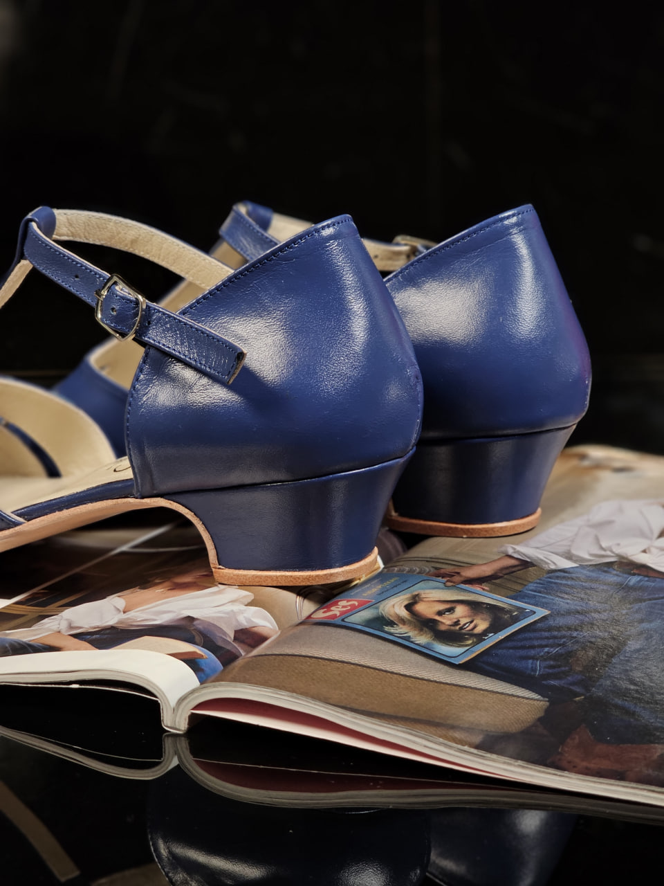 Rosy Blue Leather 3 cm heel