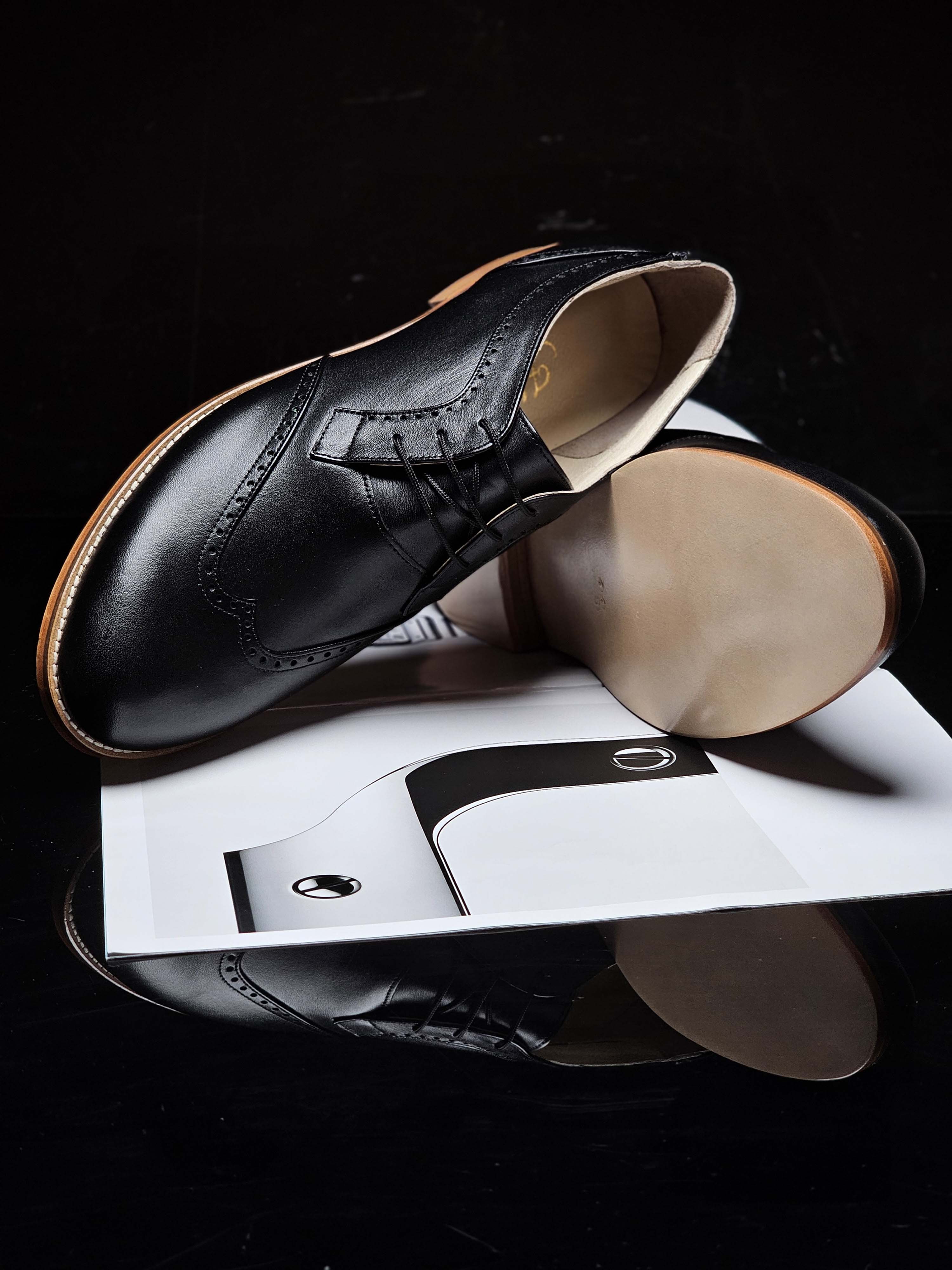 Men Oxfords Black Leather 2 cm heel