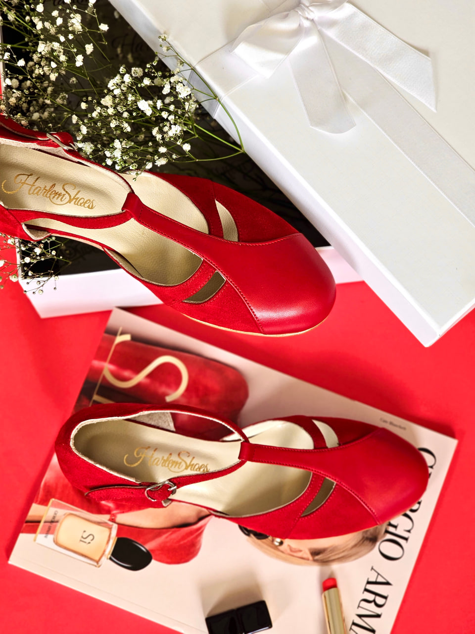Isabel Red Suede & Leather 3 cm heel