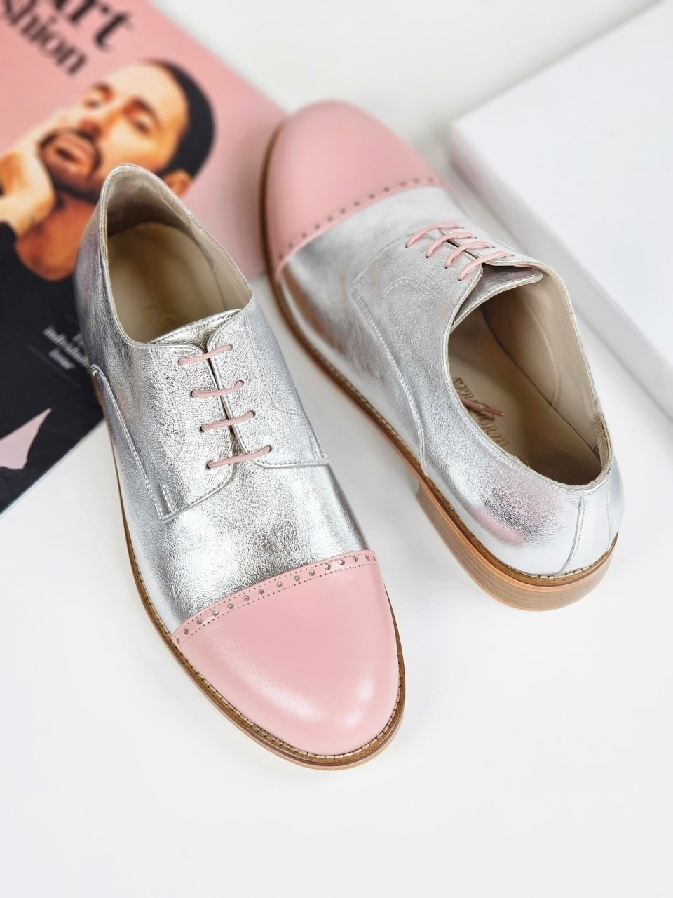 California Silver Leather & Nose Pink Leather 2 cm heel