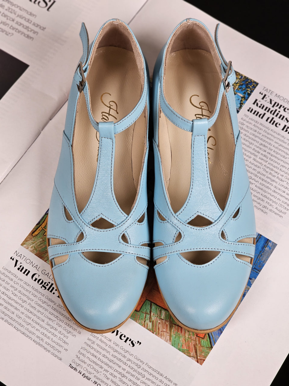 Spring Baby Blue Leather 2 cm heel