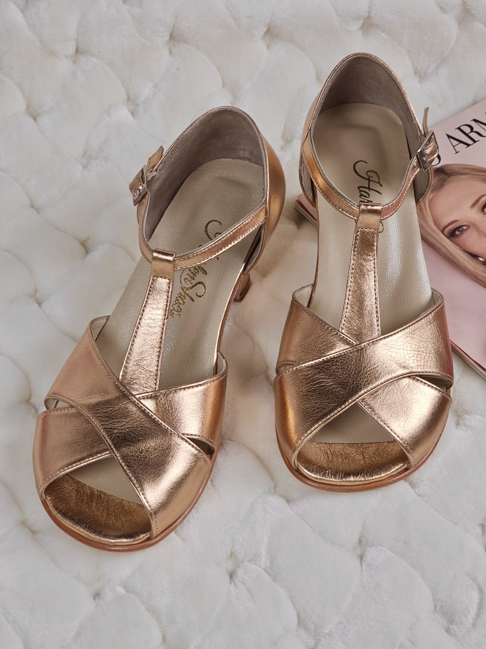 Barefoot Doris Rose Gold Leather 6 cm heel