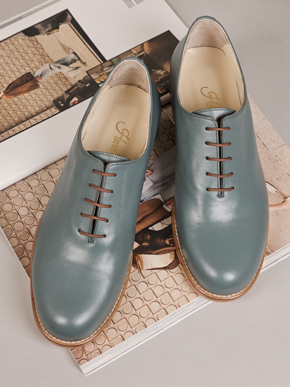 Calloway Teal Green Leather 2cm heel