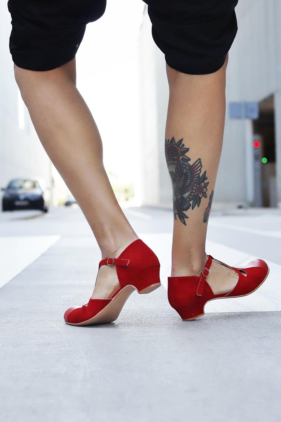 Isabel Red Suede & Leather 3 cm heel