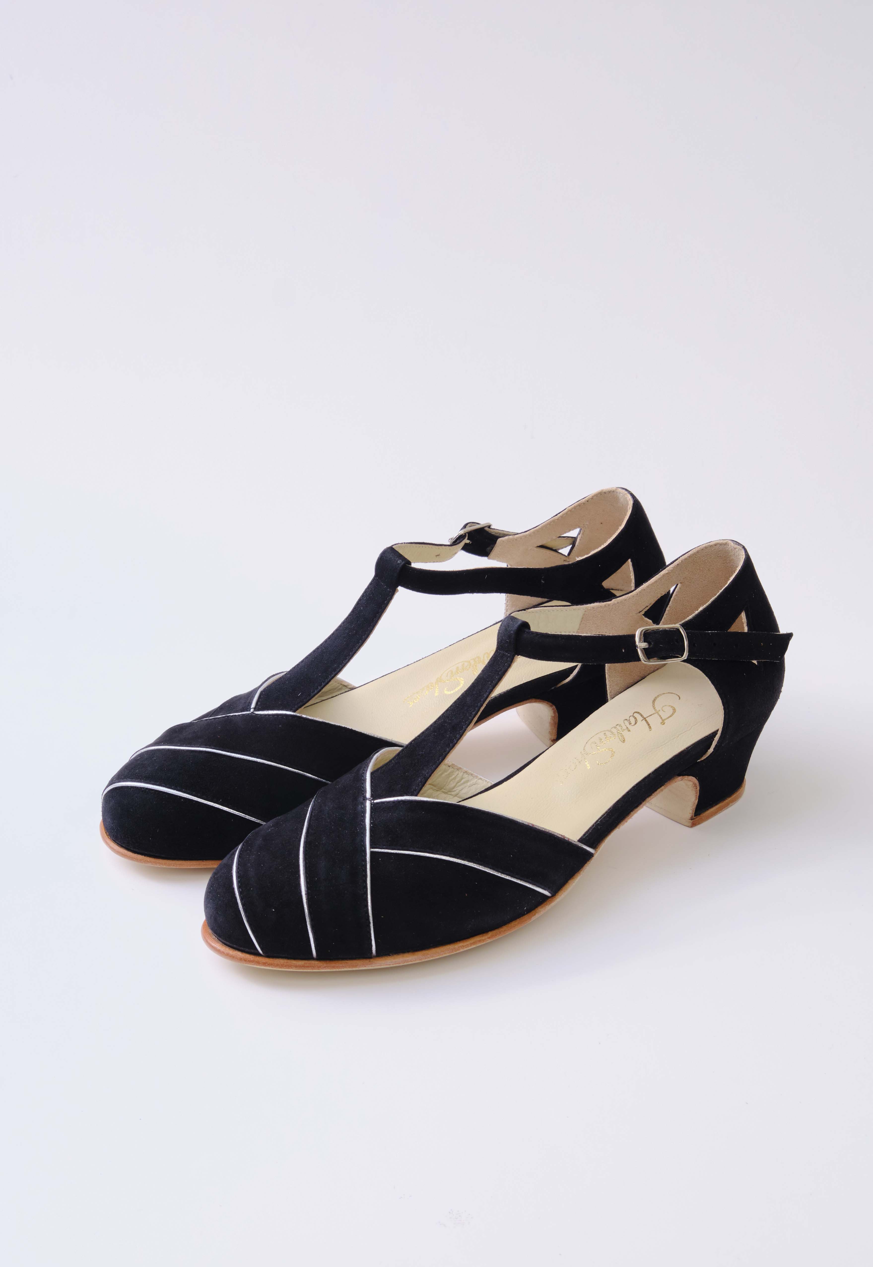 Sugar Black Suede with Silver Lines 4 cm heel