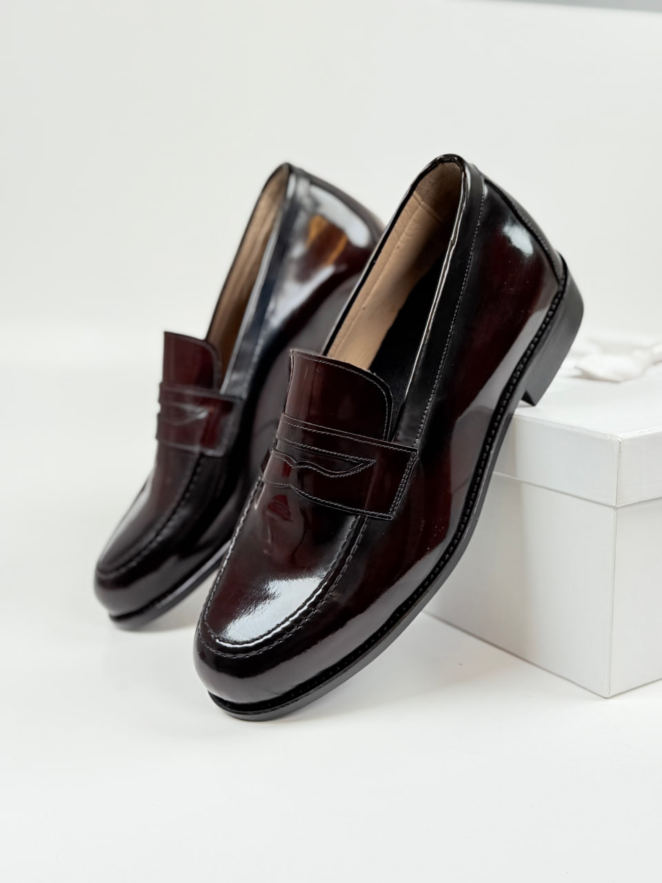 Loafers Dark Bordeaux Patent Leather 2 cm heel