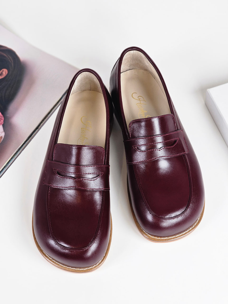 Barefoot Loafers Bordeaux Leather 2 cm heel