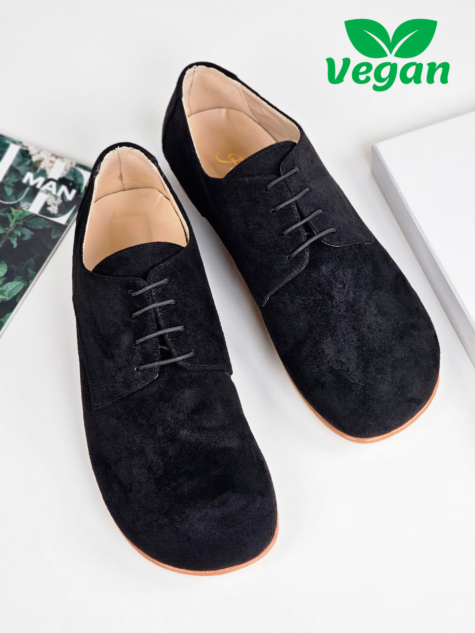 Barefoot Frankie Vegan Black Textile 2 cm heel