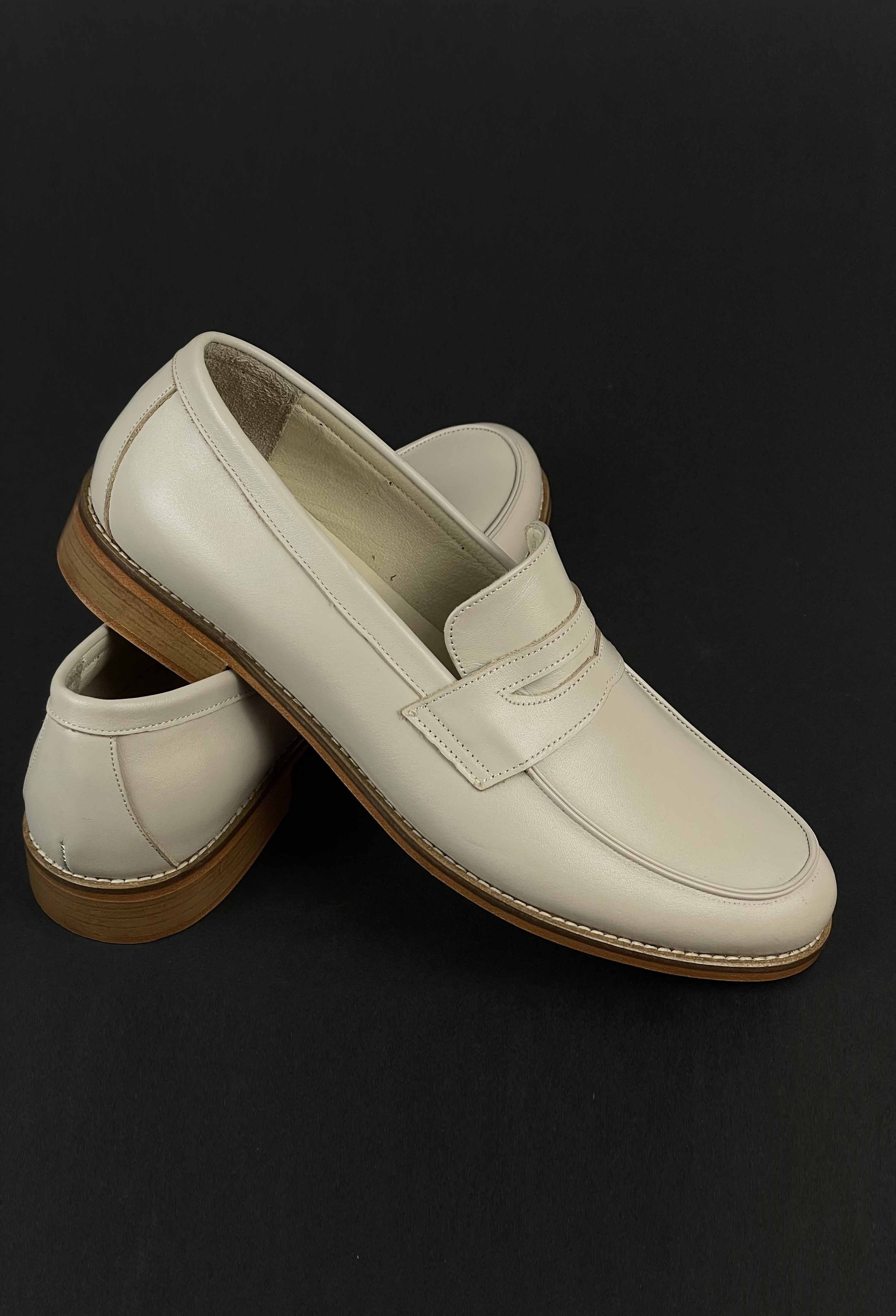 Loafers Beige Leather 2 cm heel