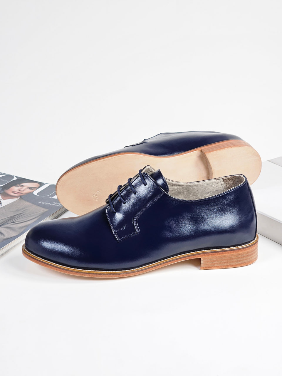 Jazz Slide Dark Blue Leather 2 cm heel