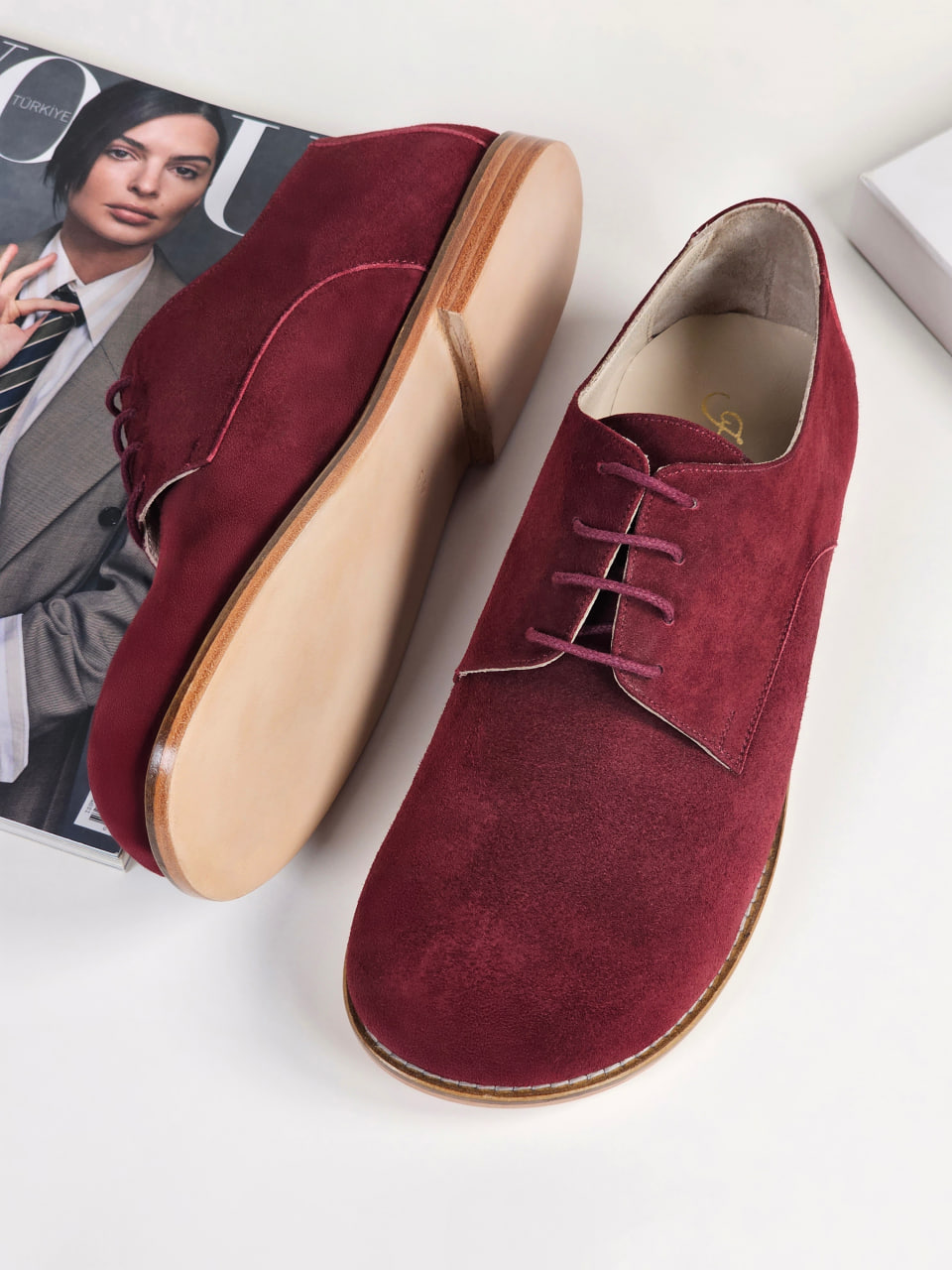 Barefoot Frankie Bordeaux Suede 1 cm heel