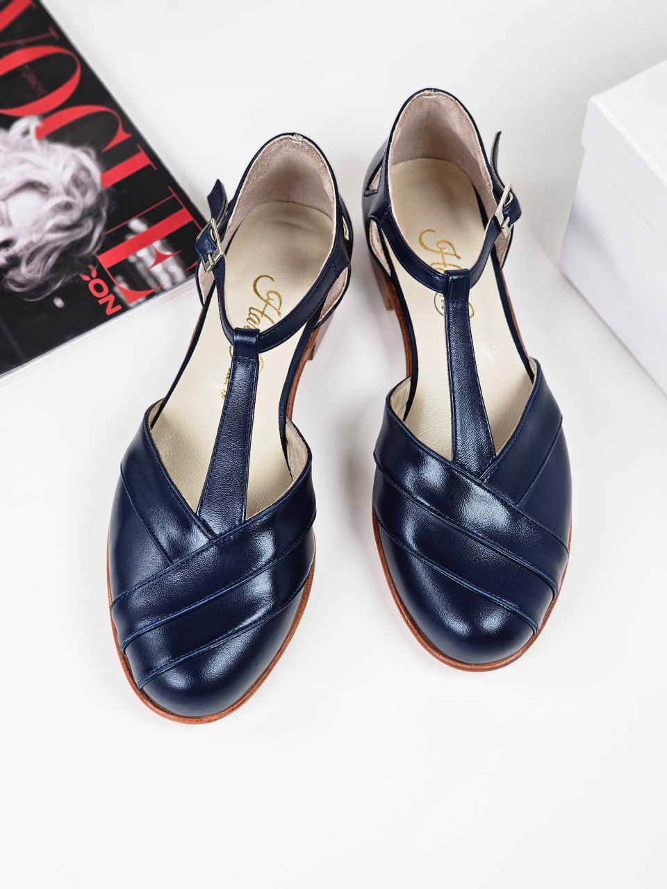Sugar Dark Blue Leather 2 cm heel