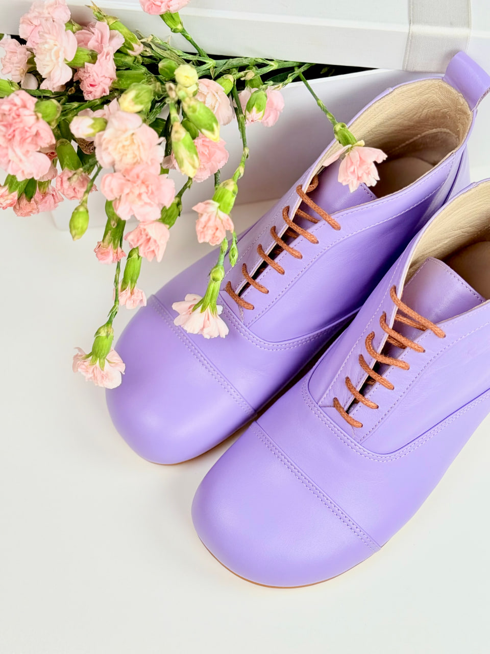 Barefoot Smooth Boots Lilac Leather 2 cm heel