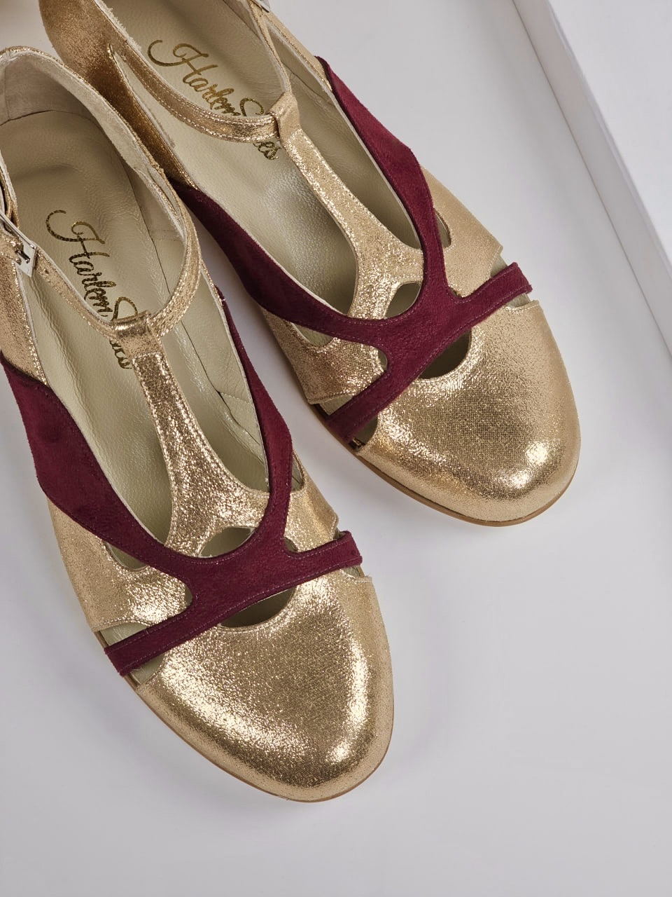 Spring Rose Gold Textile & Bordeaux Suede 3 cm