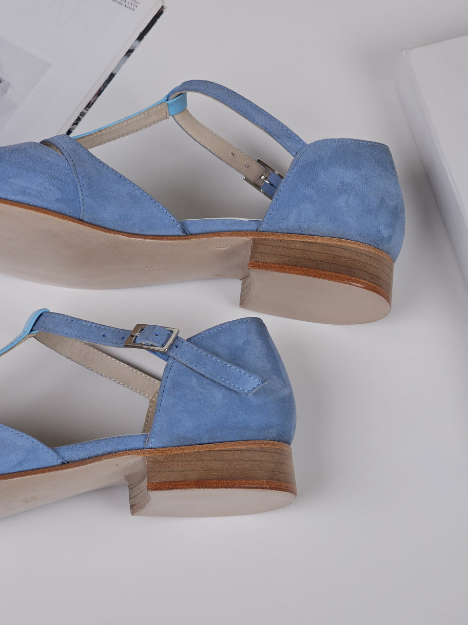 Isabel Baby Blue Suede & Leather 2 cm heel
