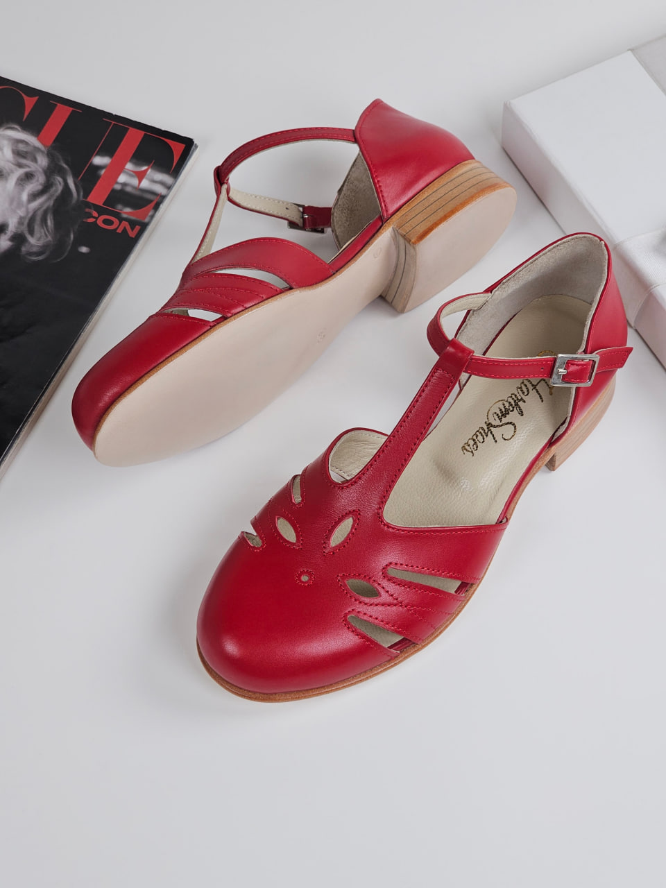 Rosy Red Leather 2 cm heel