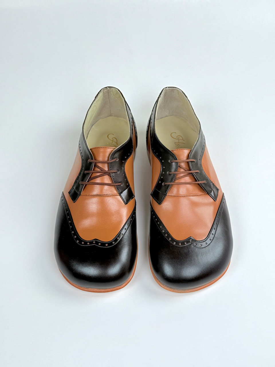 Barefoot Oxfords Dark Chocolate & Brown Leather 2 cm heel