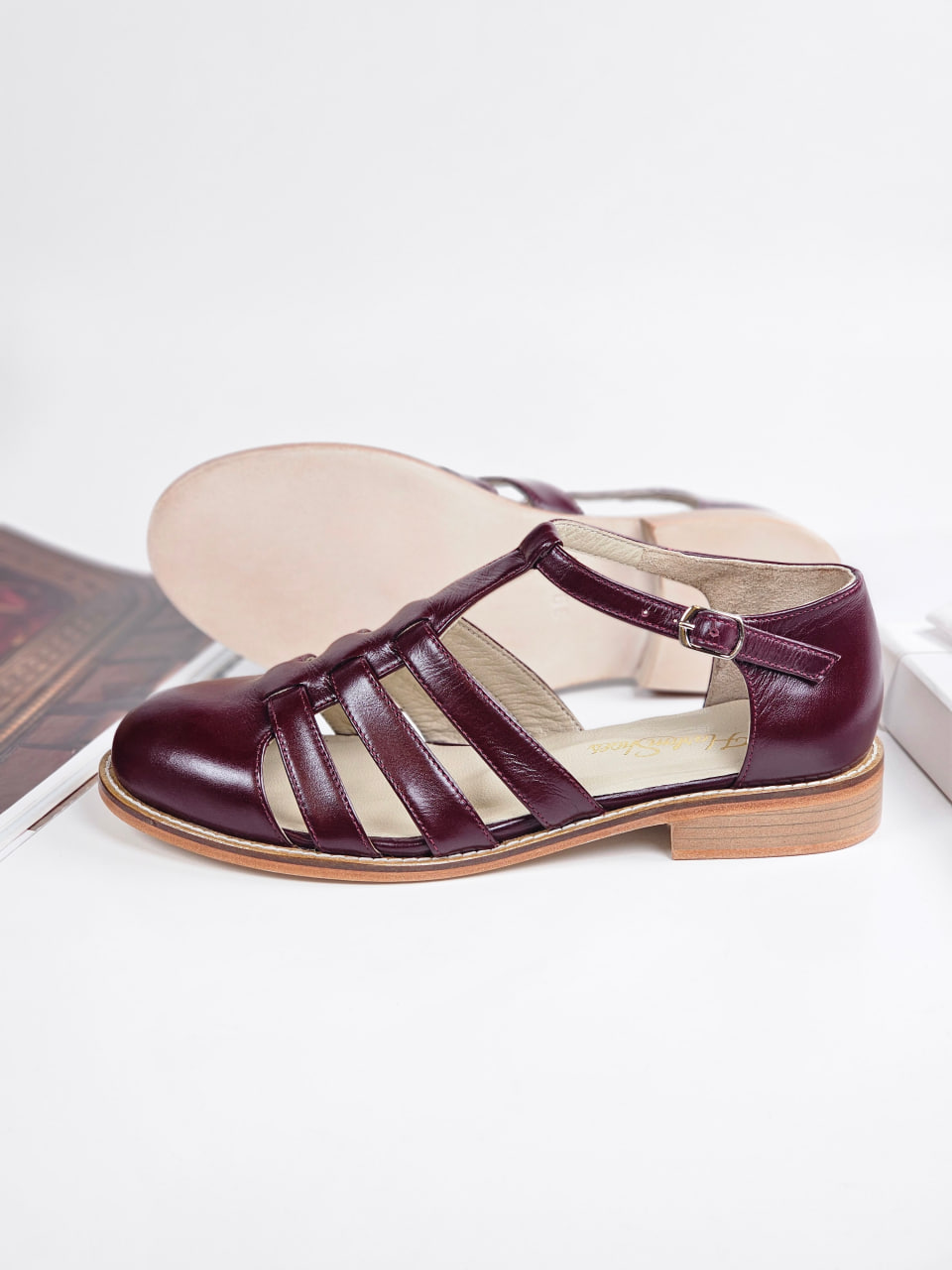 Sandals Bordeaux Leather 2 cm heel