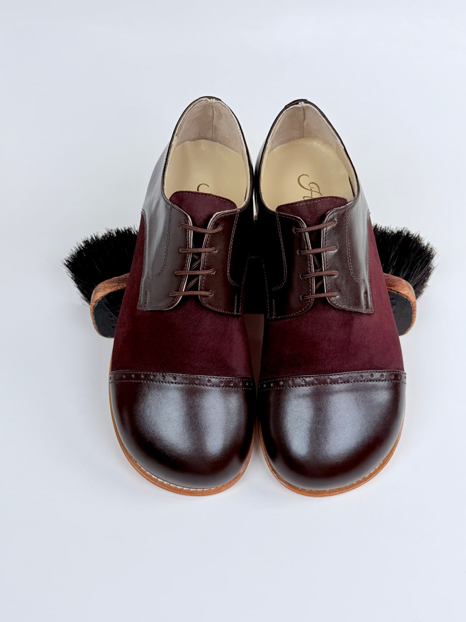 Barefoot California Dark Chocolate Leather & Bordeaux Suede 2 cm heel