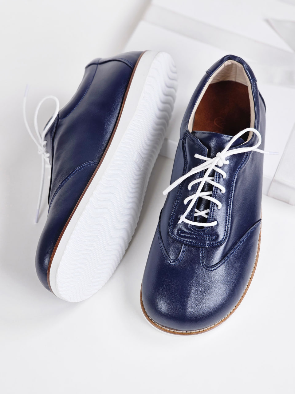 Barefoot New York Dark Blue Leather with Eva sole