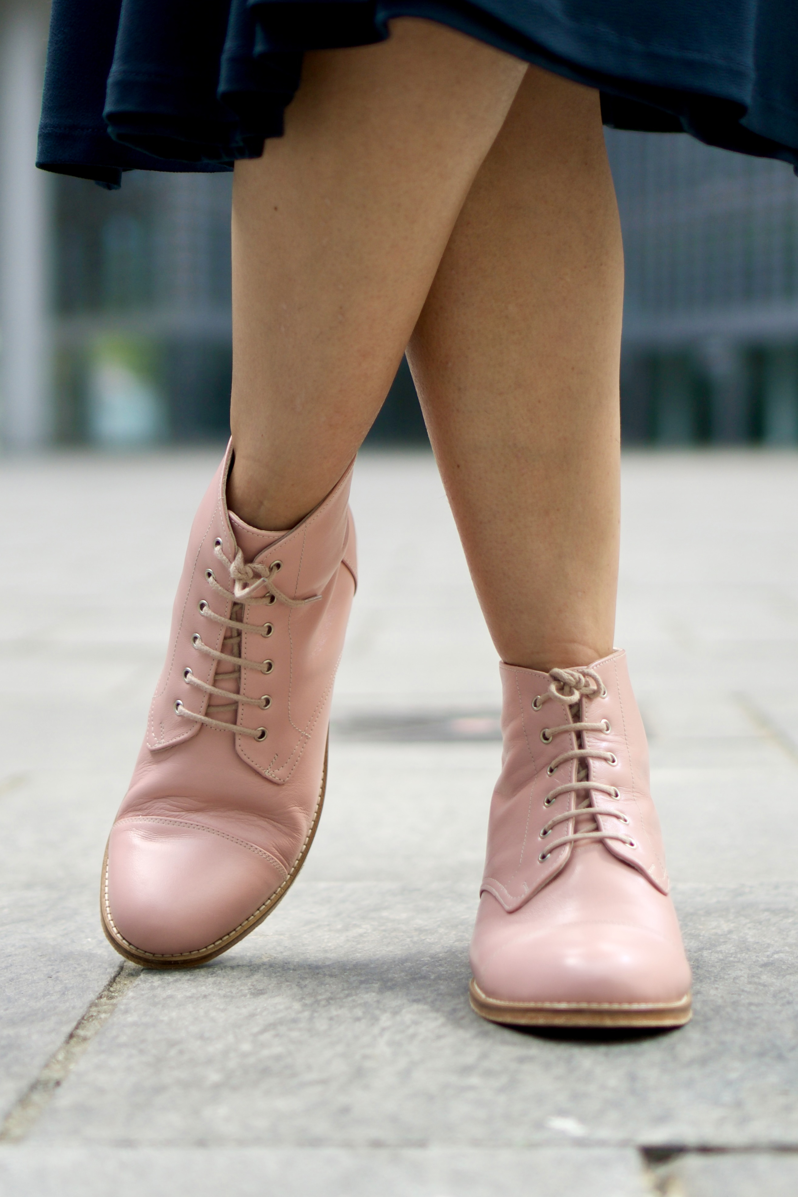 Derby Boot Pink Leather 2 cm heel