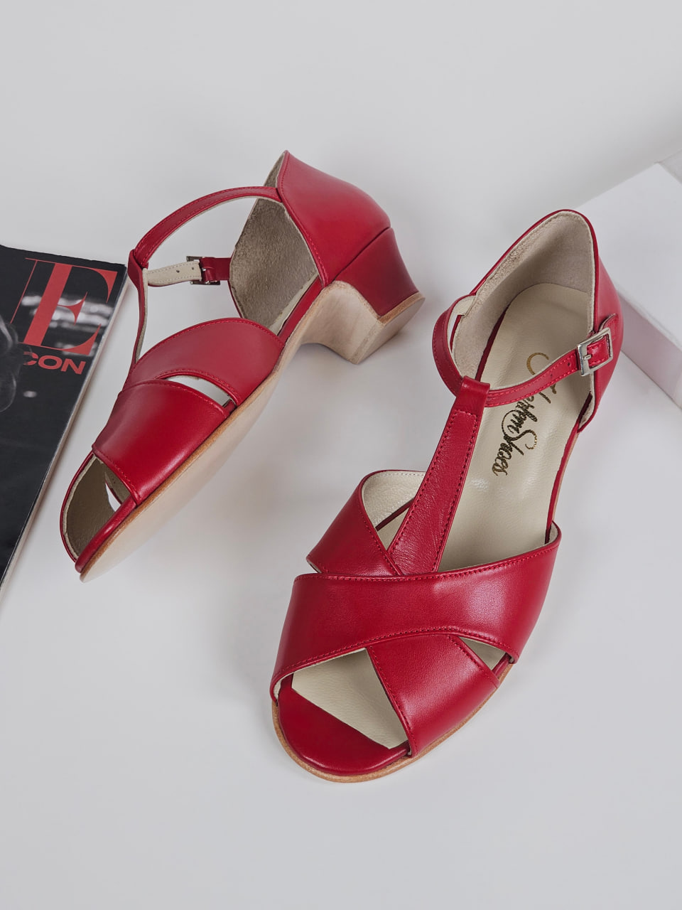 Doris Red Leather 4 cm heel