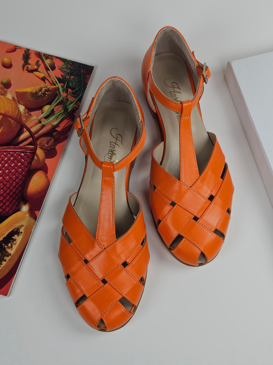 Summer Orange Leather 1.5 cm heel