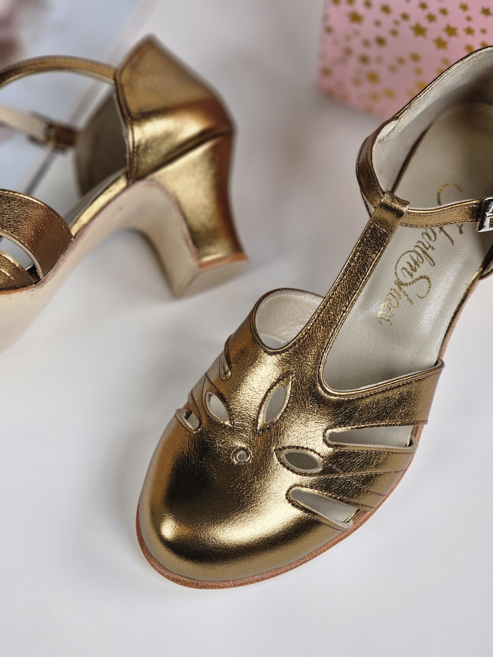 Rosy Dark Gold Leather 6 cm heel