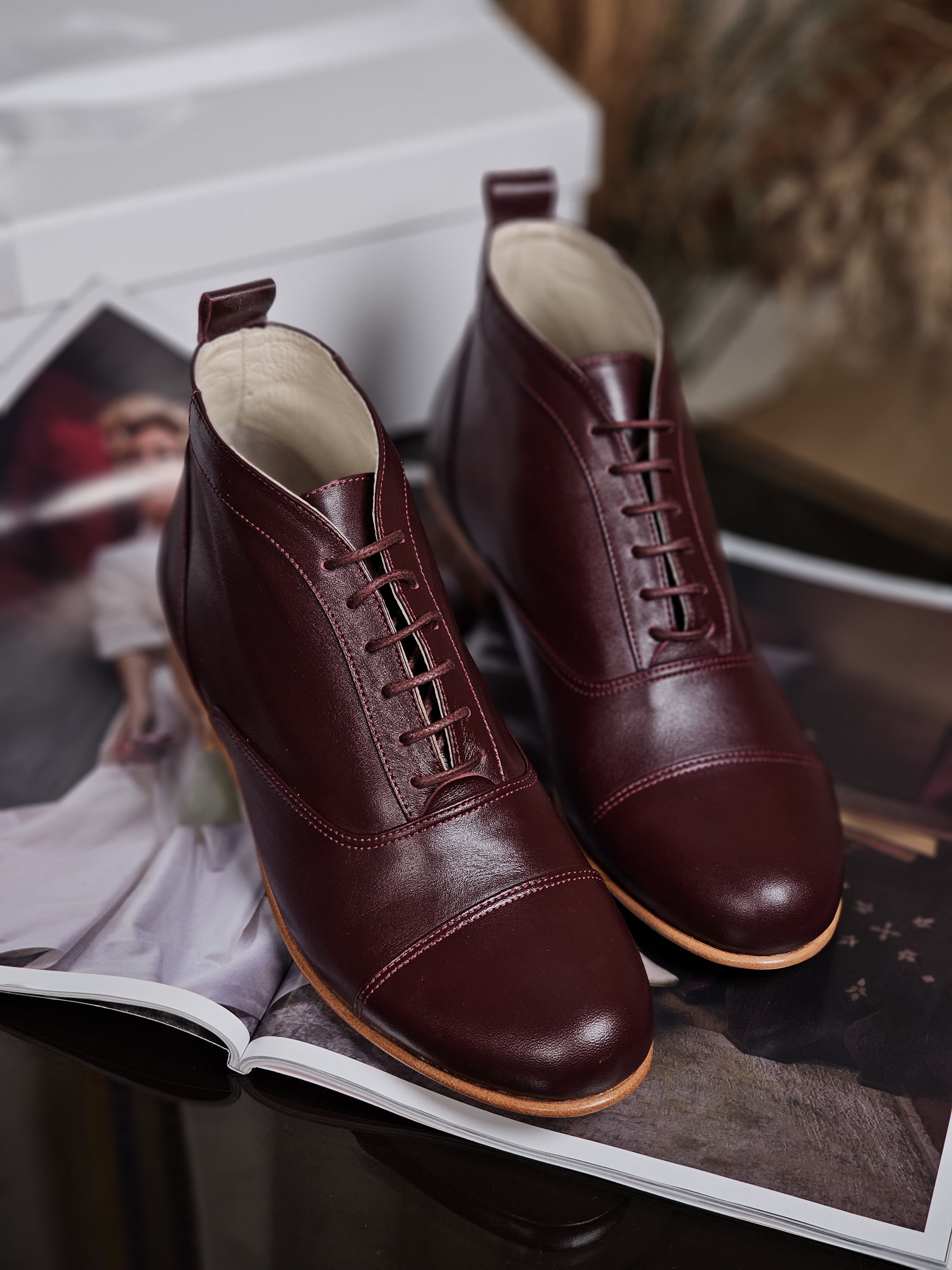 Smooth Boots Bordeaux Leather 2 cm heel