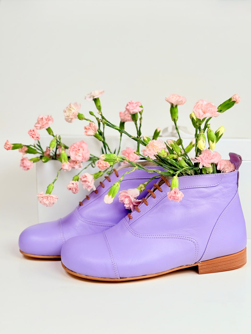 Barefoot Smooth Boots Lilac Leather 2 cm heel