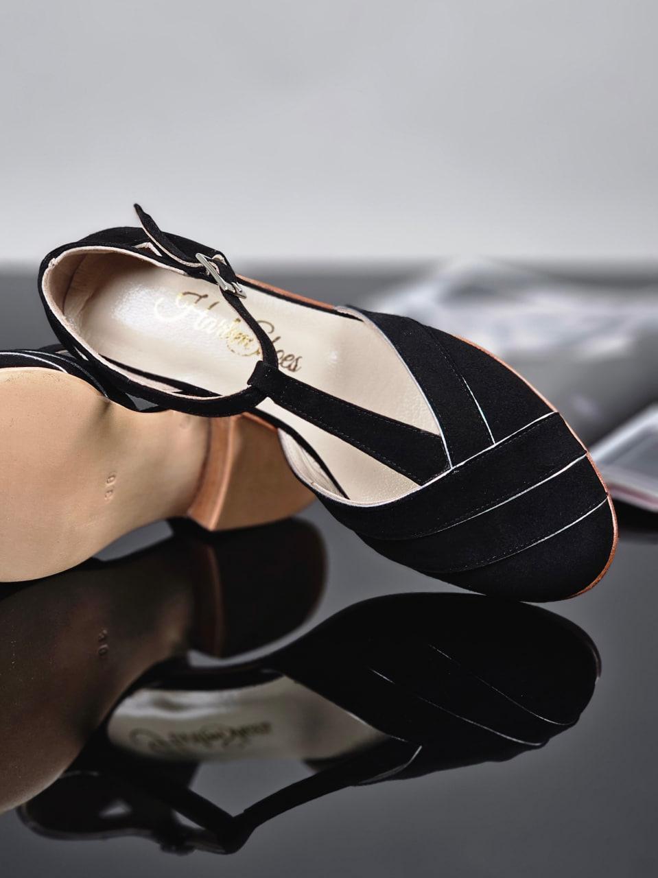 Sugar Sugar Black Suede with Silver Lines 2 cm heel