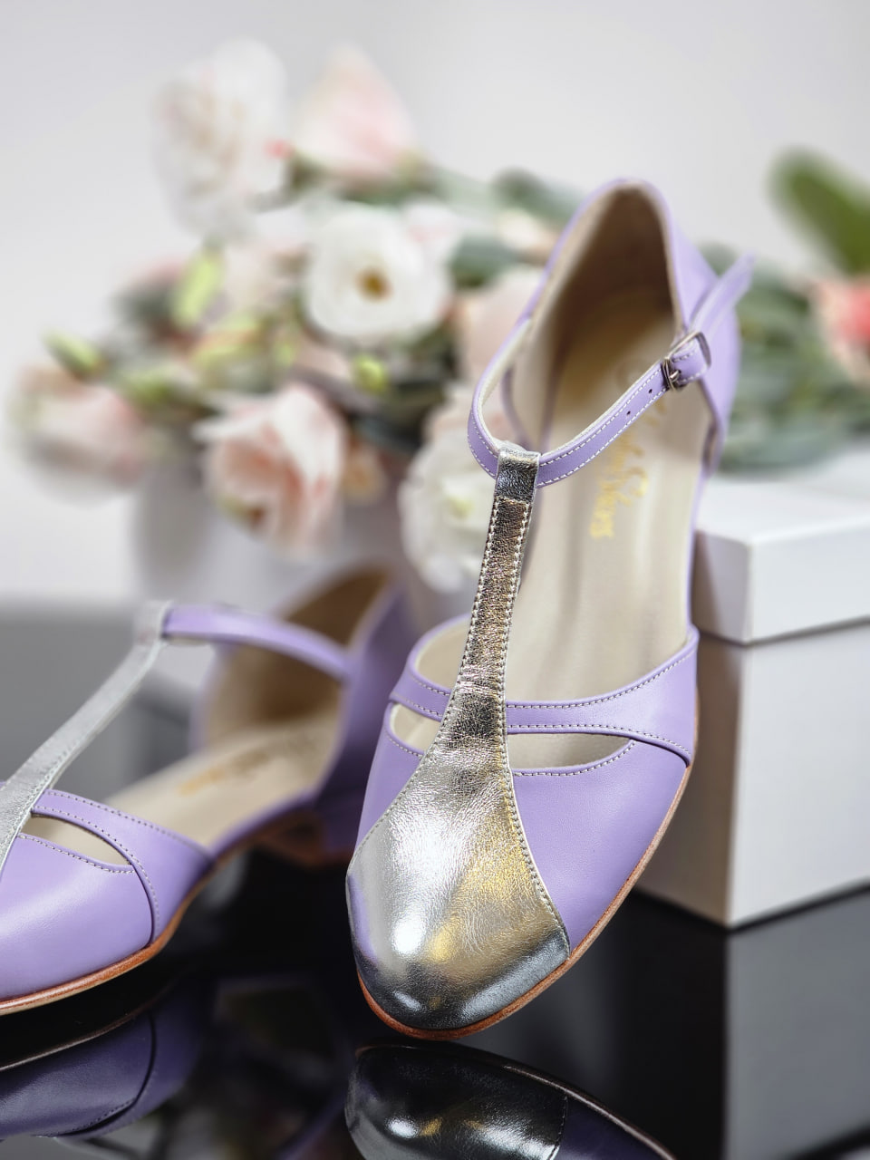 Isabel Lilac & Silver Leather 3 cm heel