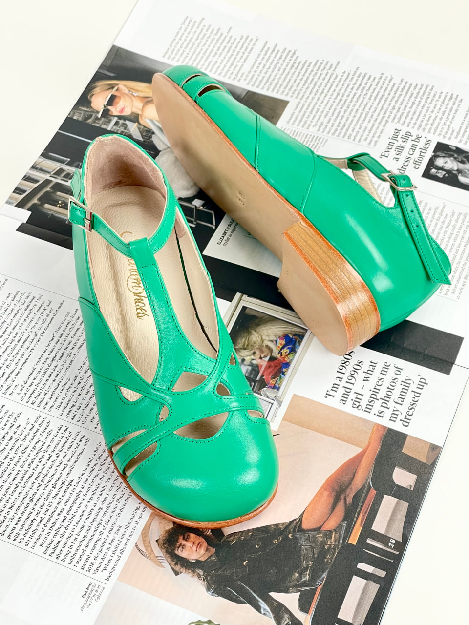 Barefoot Spring Apple Green Leather 2 cm heel