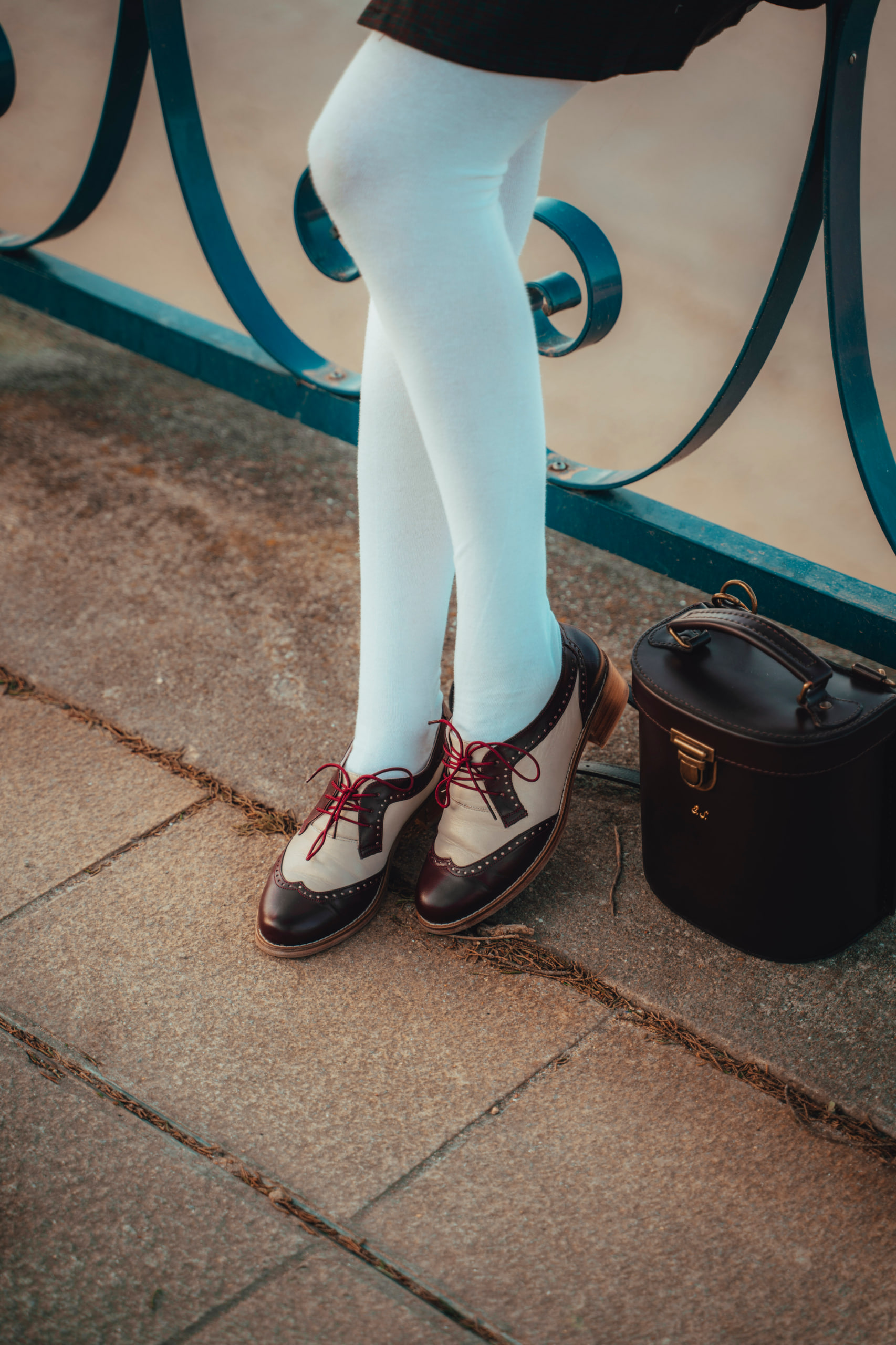 Women Oxfords Brown & White Leather 2 cm heel