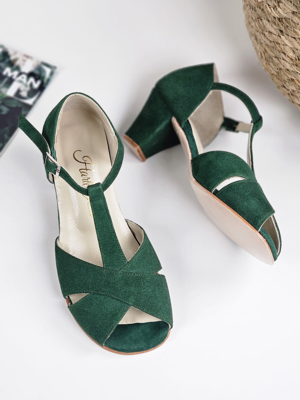 Barefoot Doris Emerald Suede 6 cm Balboa heels