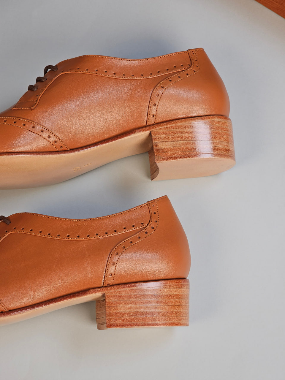 Women Oxfords Light Brown Leather 4 cm heel