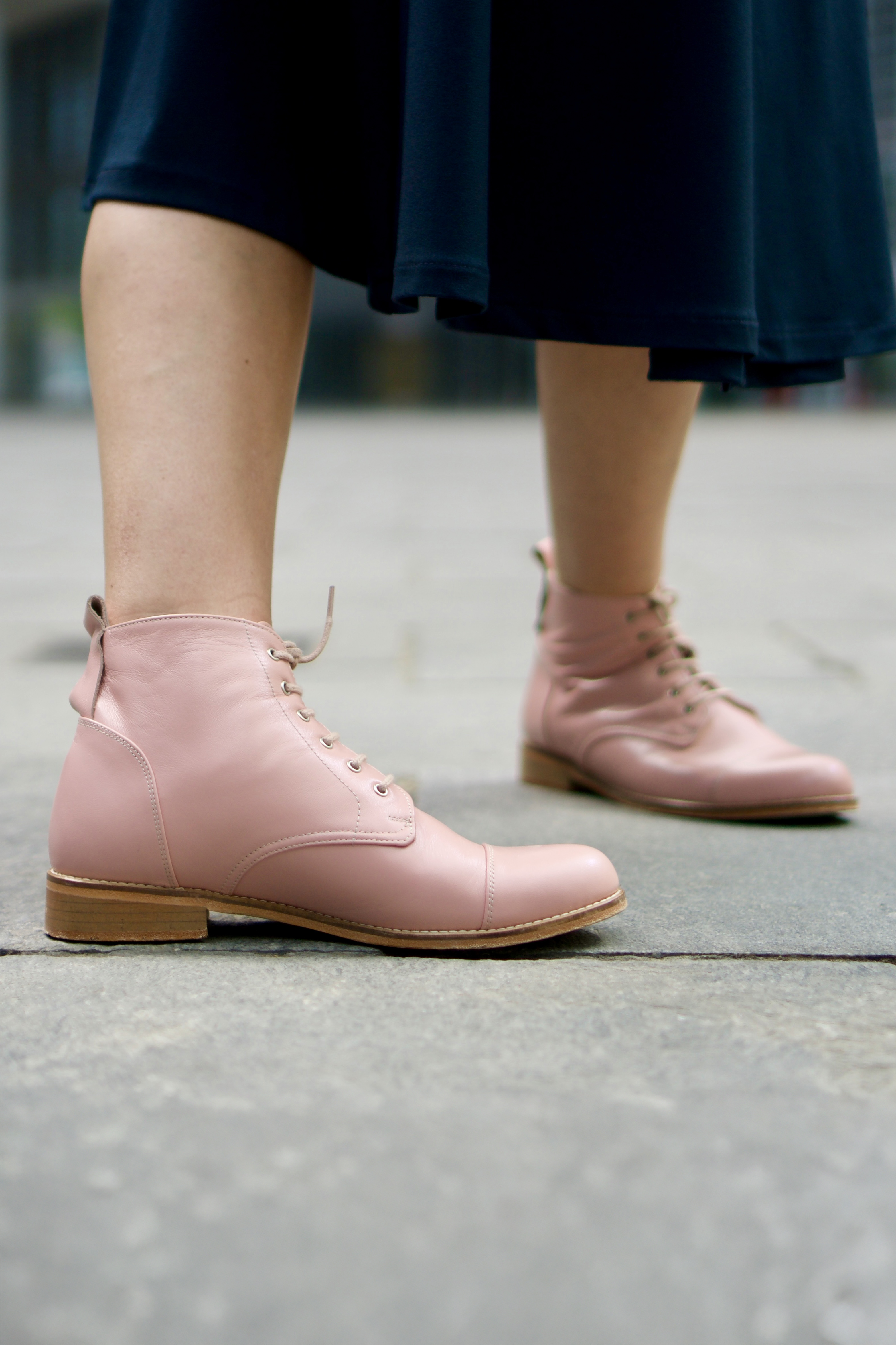 Derby Boot Pink Leather 2 cm heel