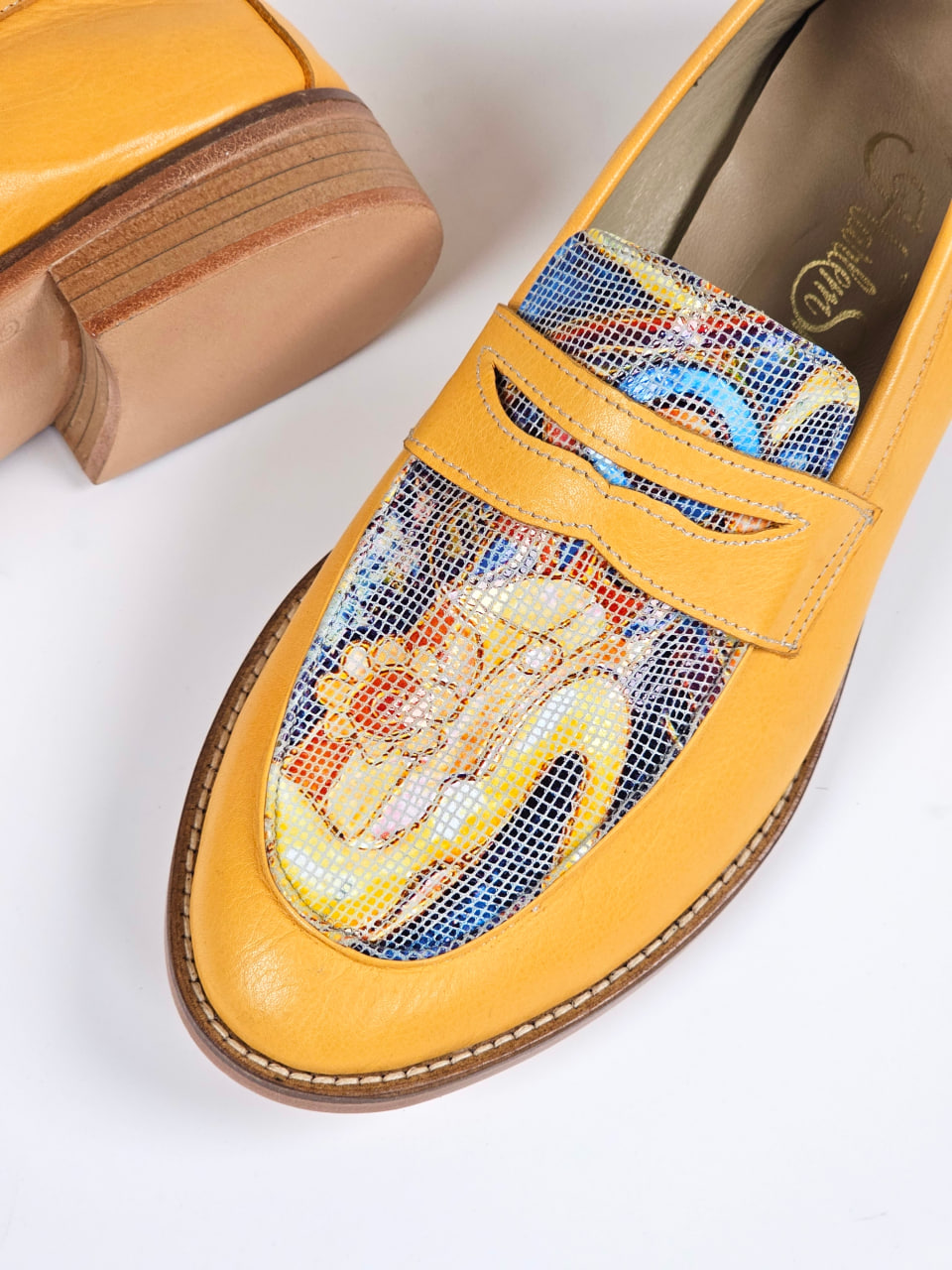 Loafers Ella Yellow Leather 2 cm heel