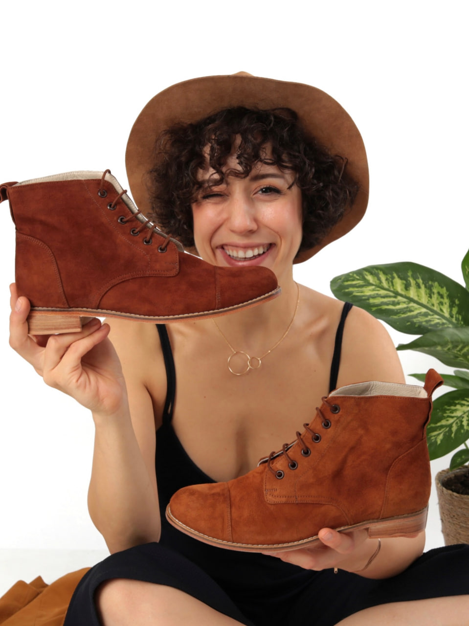 Derby Boots Caramel Suede 2 cm heel