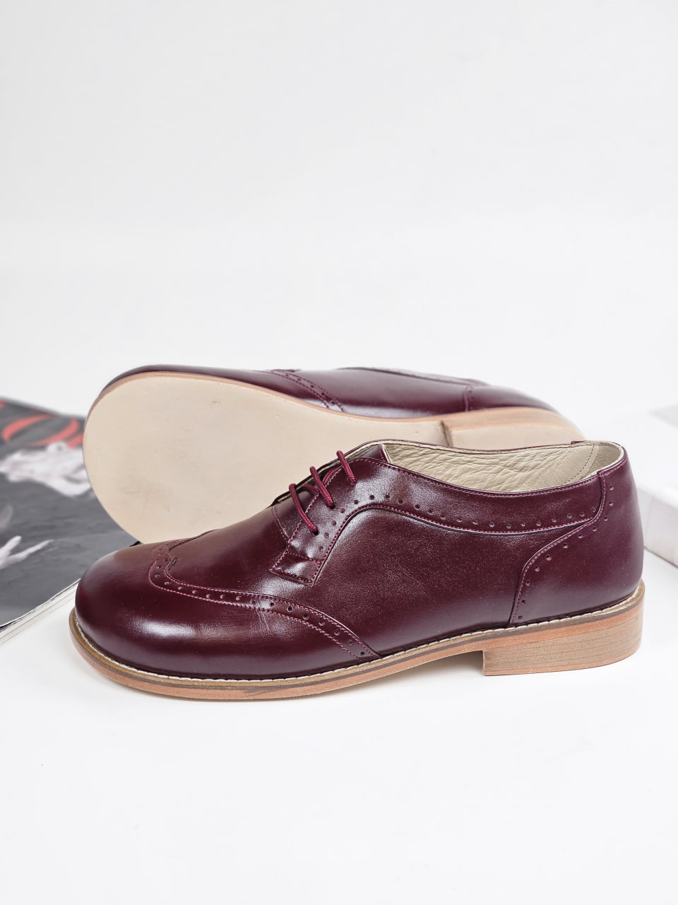Barefoot Oxfords Bordeaux Leather 2 cm heel
