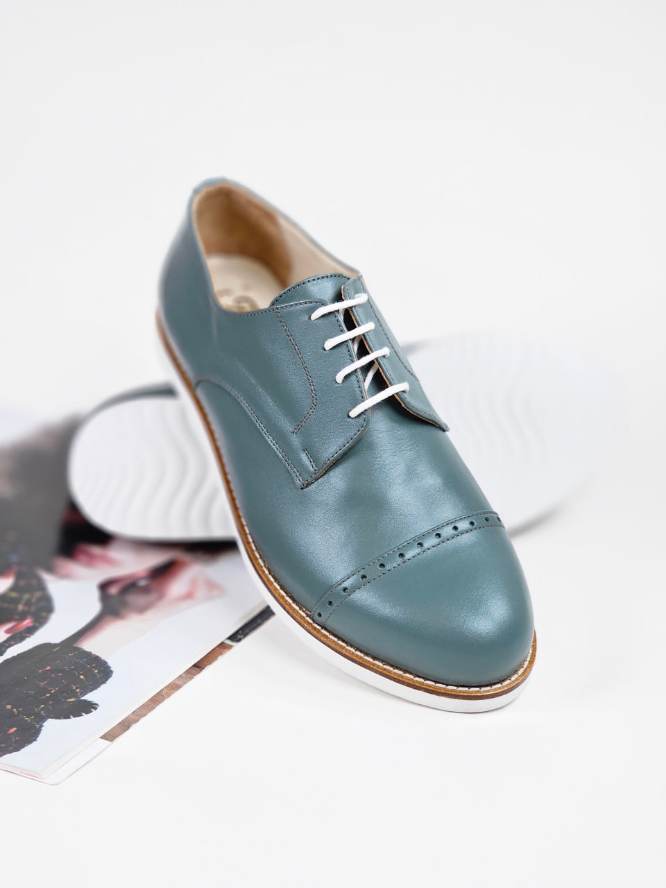 California Teal Green Leather with Eva Sole